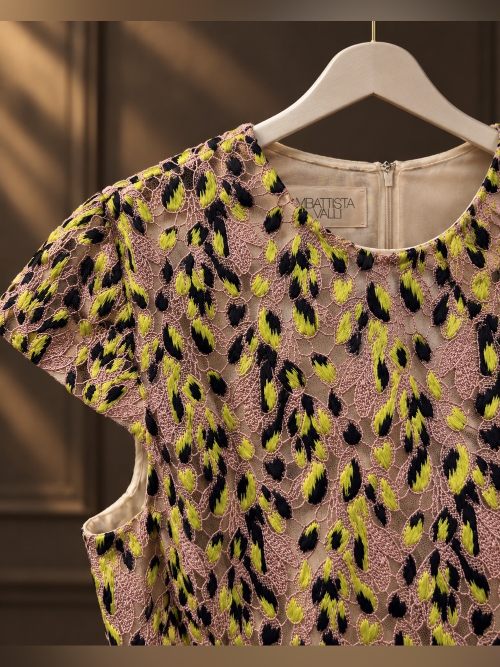 Giambattista Valli Falling Flowers Silk Embroidered A-Lind Mini Dress 46/L Italy - Picture 4 of 10
